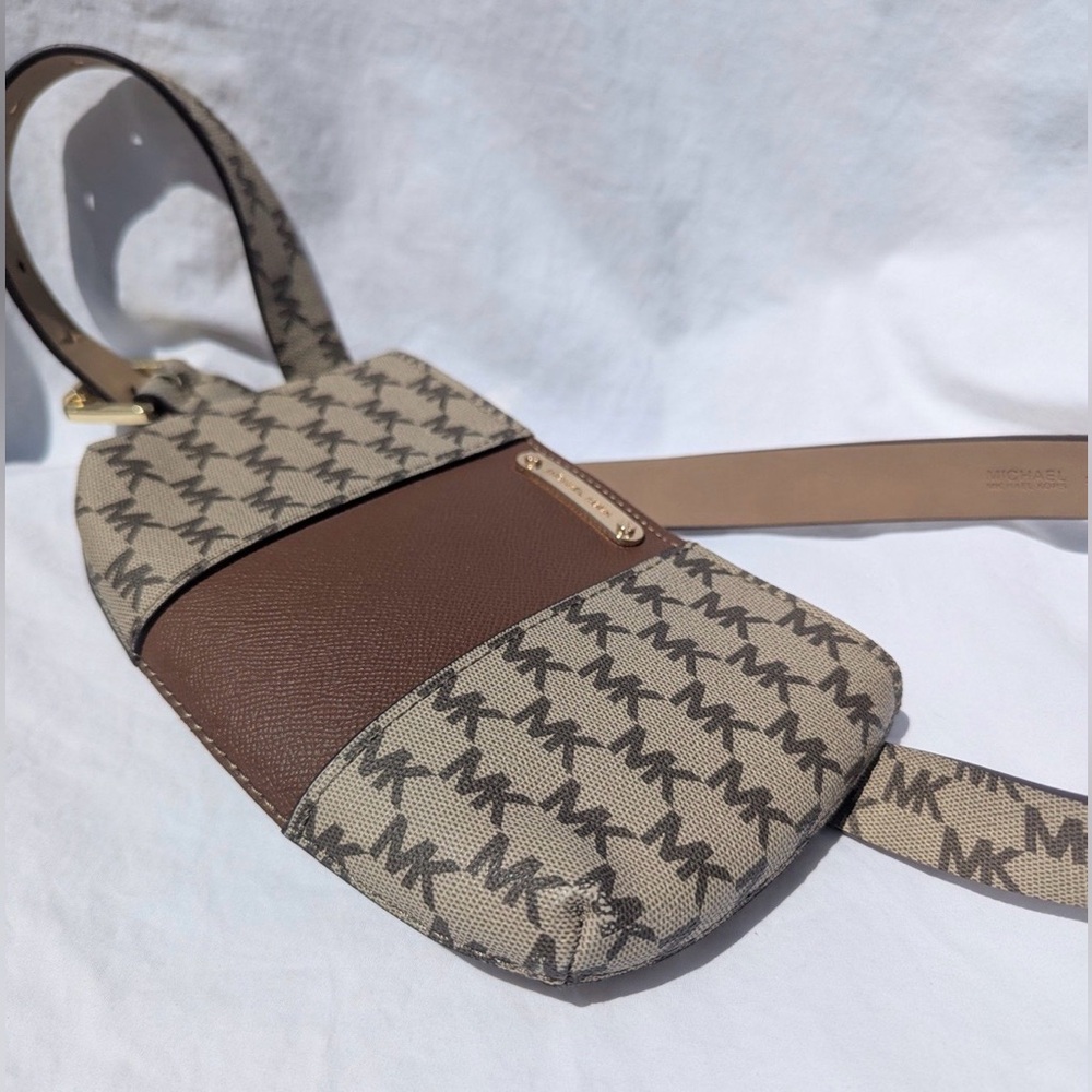 Michael Kors Signature MK Logo Belt Bag Brown/Gold Large/XL - Picture 7 of 8
